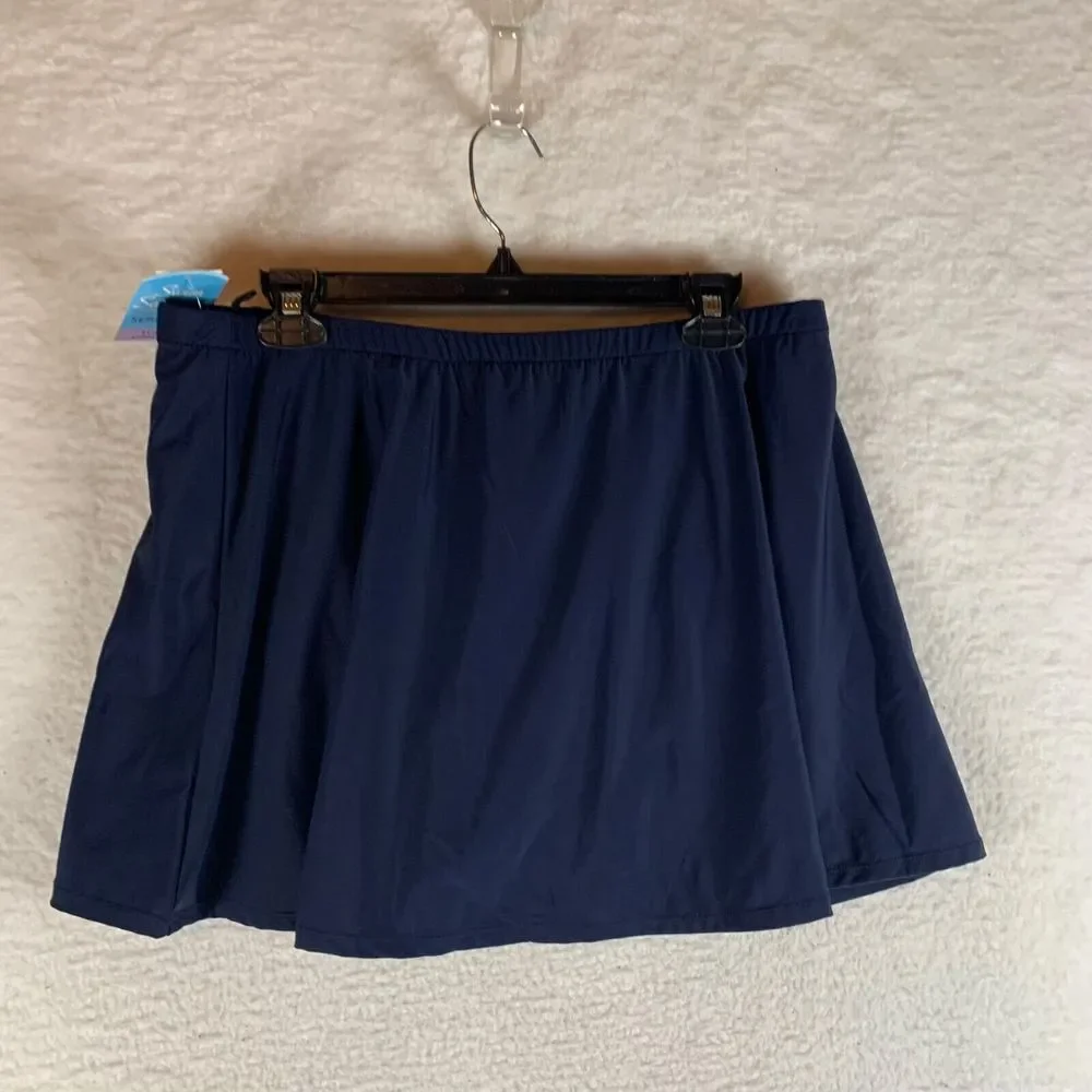 Swim Solutions Women's Navy Blue Stretch Skirted Swim Bottoms Size 18W NWT 9999‎ - Picture 5 of 8